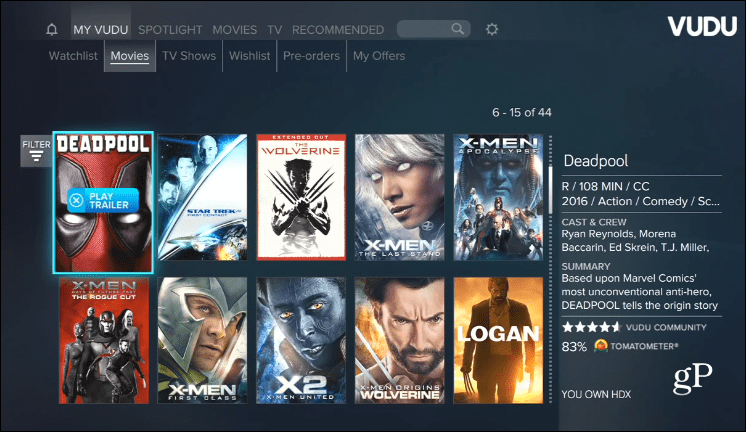 Vudu Xbox One Filme Oriunde