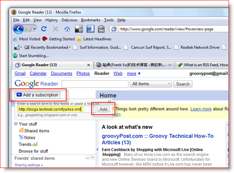 Google Reader RSS Adăugați funcția de abonare:: groovyPost.com