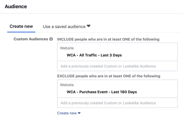 Cum să creați anunțuri de acoperire Facebook, pasul 5, setări personalizate pentru publicitatea publică pentru traficul site-ului web