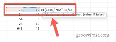 formula de diviziune excel cu celule selectate