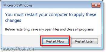 reporniți computerul pentru a termina dezactivarea Internet Explorer 8 în Windows 7