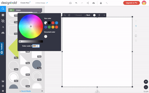 Selectați o culoare pentru suprapunerea DesignBold.