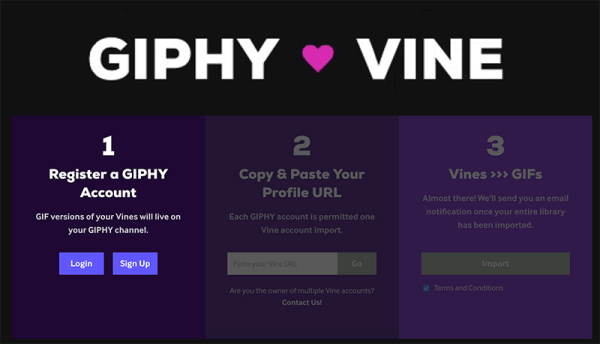 GIPHY a lansat un nou instrument GIPHY ❤ Vine care poate converti toate viile pe care le-ați creat în GIF-uri care pot fi partajate.