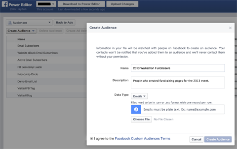 crearea unui public personalizat pe Facebook