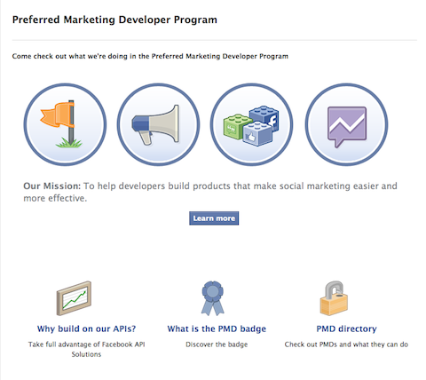 programul de dezvoltator de marketing preferat de Facebook