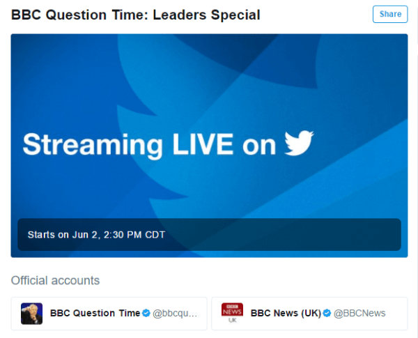 Twitter și BBC anunță primul parteneriat live streaming.