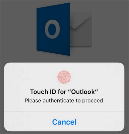 Atingeți ID Outlook iPhone