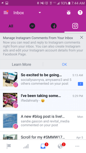 Noul aspect Inbox de pe mobil separă mesajele în patru file, în funcție de sursă.