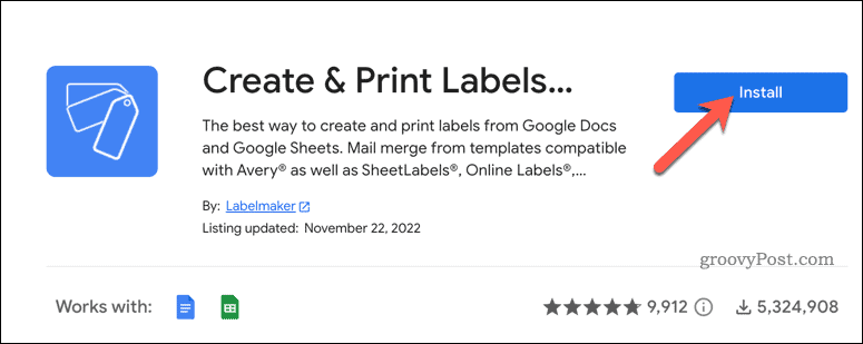 Instalați suplimentul pentru etichete în Google Docs