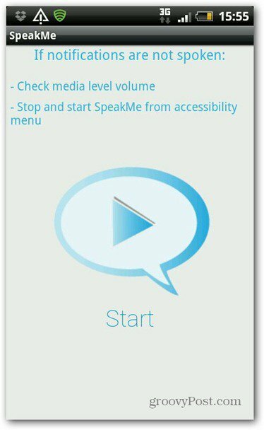 SpeakMe pentru Android Start