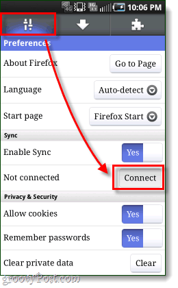 conectați aplicația android Firefox pentru sincronizare