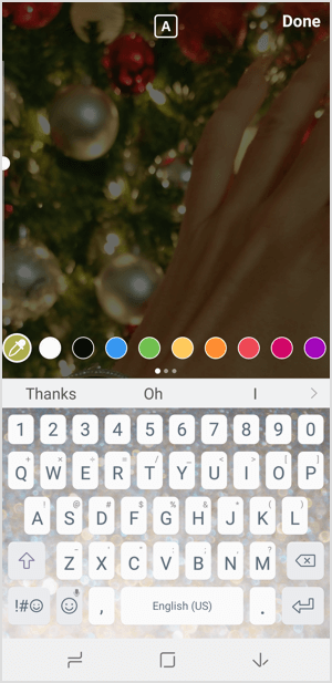 Poveștile Instagram aleg culoarea textului