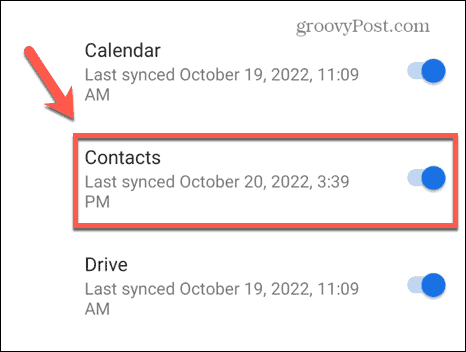 Android comută contacte