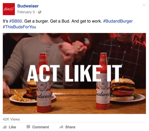 reclamă video budweiser pe facebook