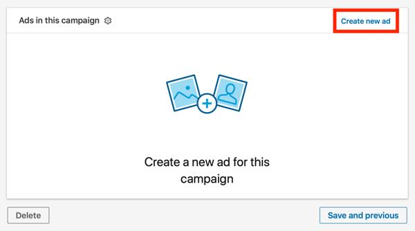 Cum să creați un anunț text LinkedIn, pasul 11, să creați un nou anunț