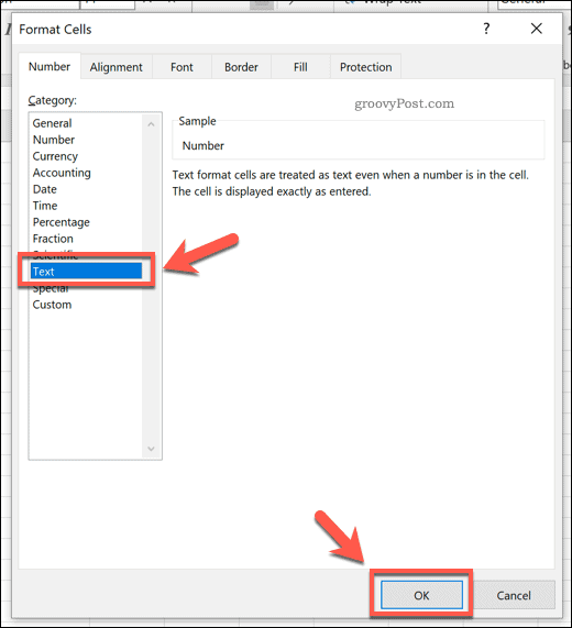 Formatarea celulelor ca text în Excel