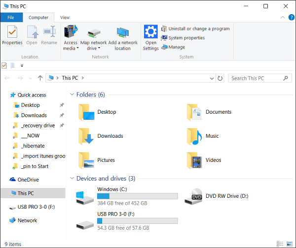Faceți ca Windows 10 File Explorer să fie deschis pe acest computer în loc de acces rapid