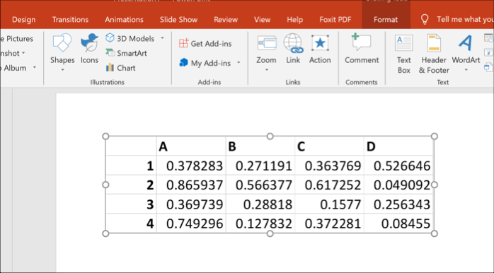 Date Excel ca obiect în PowerPoint