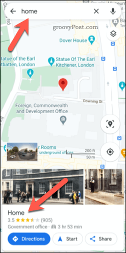 O adresă Google Maps salvată