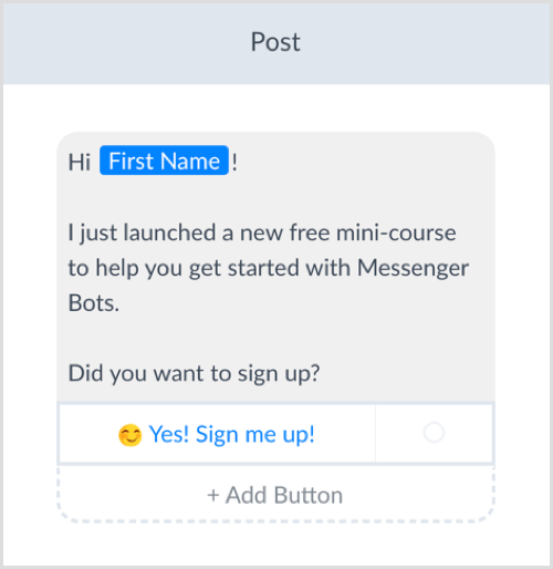 creați o secvență pentru Messenger bot cu ManyChat