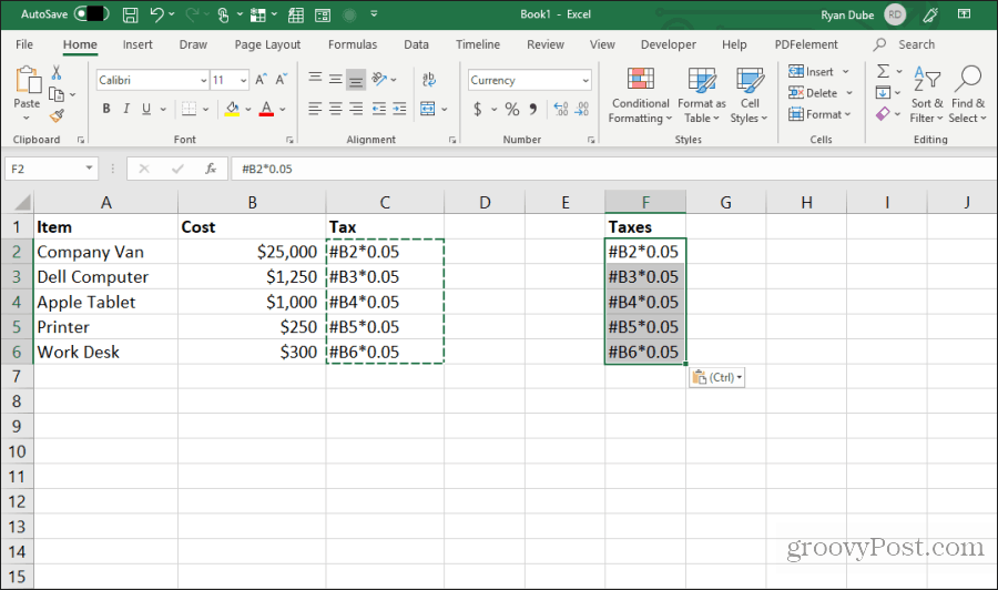 lipire formule editate în excel