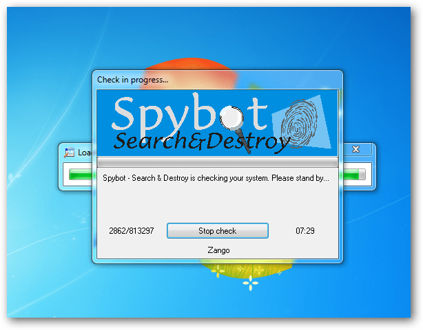 Căutarea și distrugerea scanării Spybot