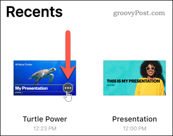 Apăsați butonul mai mult pe o prezentare
