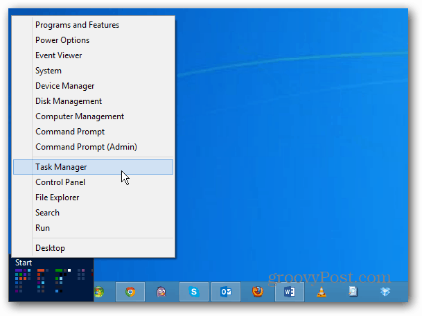 Meniu utilizator Windows 8 Power