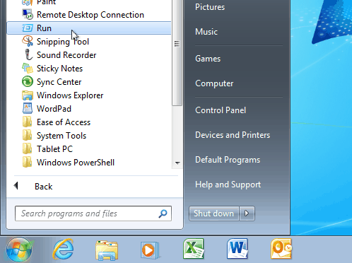 Meniul de pornire Windows 7