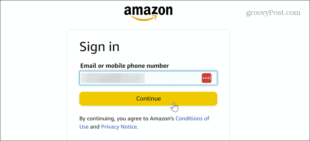 conectați-vă parola contului Amazon