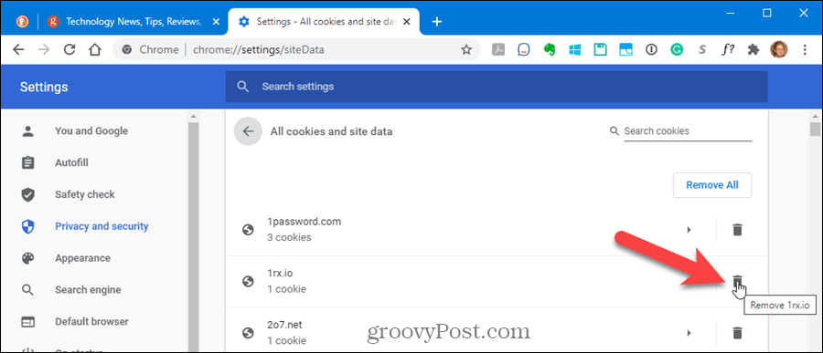 Ștergeți cookie-urile pentru un site din Chrome