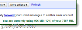 utilizați în prezent x cantitate de spațiu în gmail