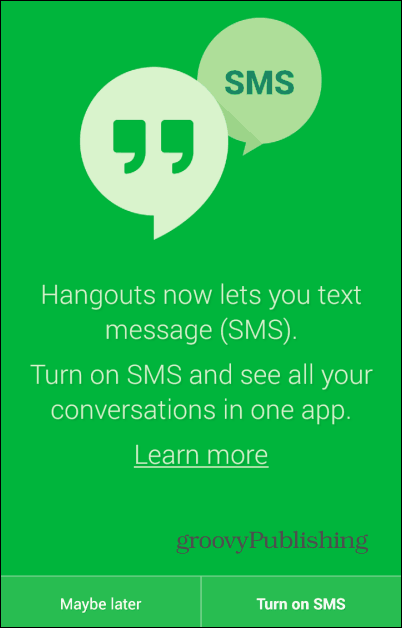 SMS-urile Hangouts se activează