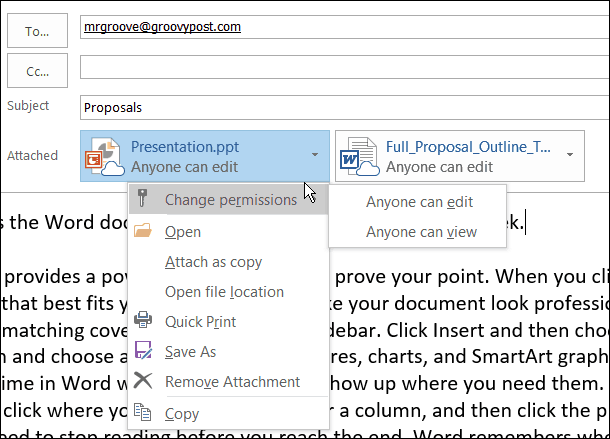 Previzualizare Office 2016: Utilizarea de atașamente moderne în Outlook