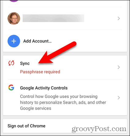 Atingeți Sincronizare parolă necesară în Chrome pe iOS