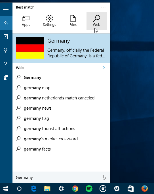 filtre de căutare Windows 10