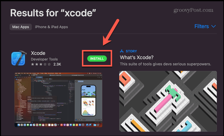 magazinul de aplicații instalează xcode