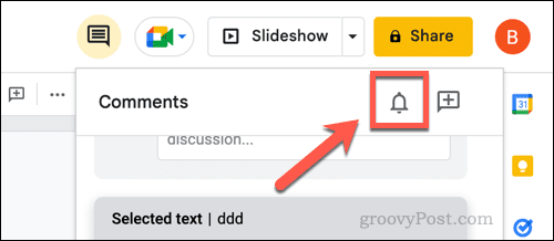Deschideți setările de notificare pentru comentarii în Prezentări Google