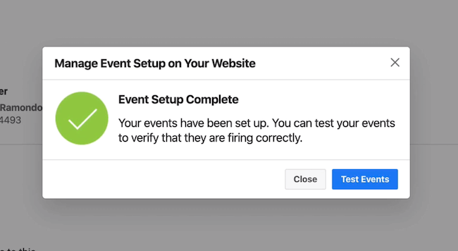 Butonul Test Evenimente în Facebook Events Manager