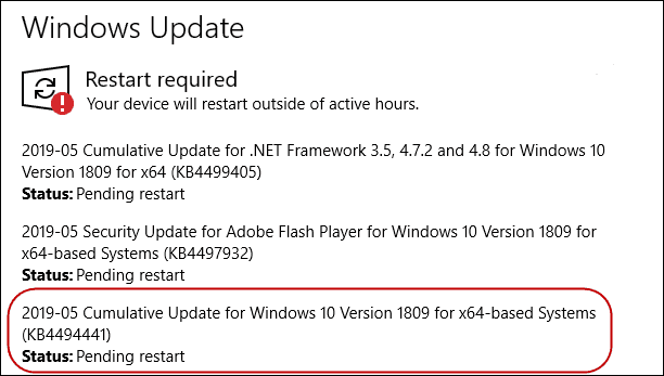 Windows 10 1809 mai Patch_T Tuesday