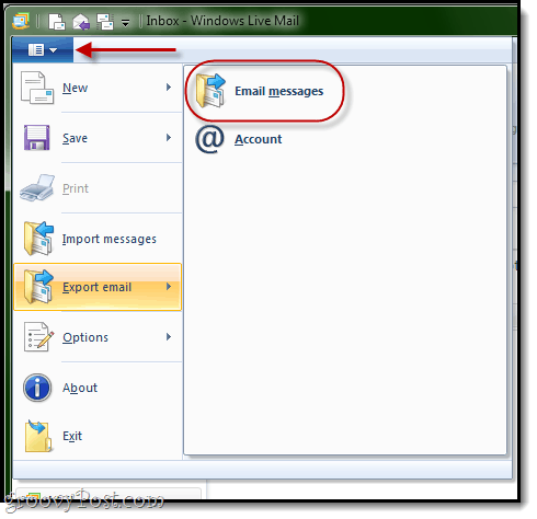 Windows Live Mail: export de mesaje prin e-mail