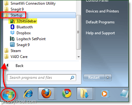 folder de pornire pentru Windows 7 al barei laterale pe 32 de biți