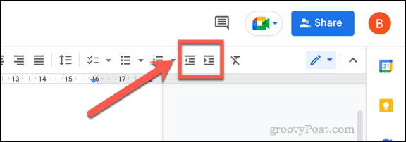 Opțiuni pentru indentarea textului în Google Docs