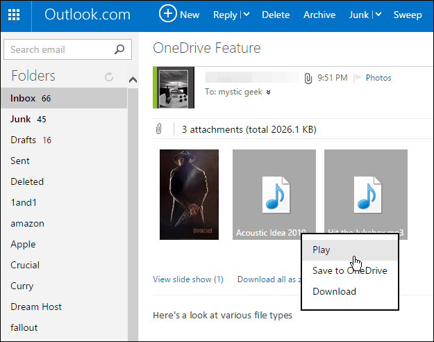 Salvați atașările Outlook.com la OneDrive cu un clic