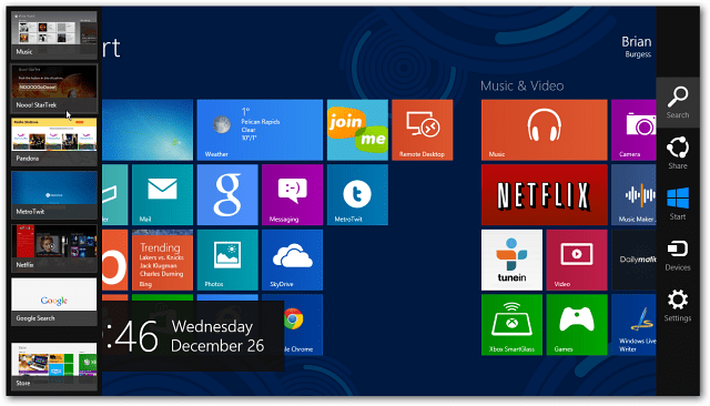 Dezactivează Windows 8 Colțuri calde de la afișarea Charms Bar și comutator