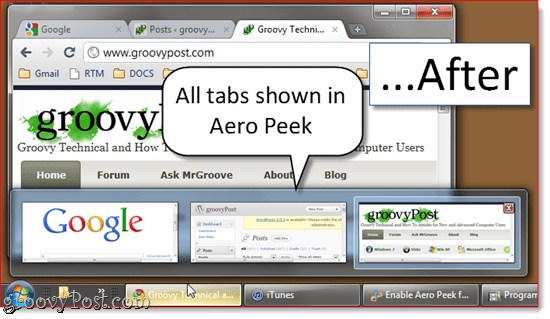 Activați Aero Peek în toate filele Google Chrome
