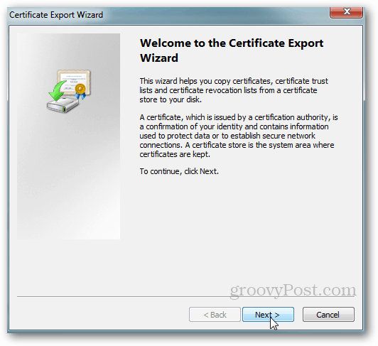 Exportare certificat Windows