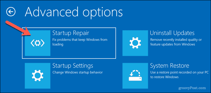 Rularea reparării automate pe Windows 10