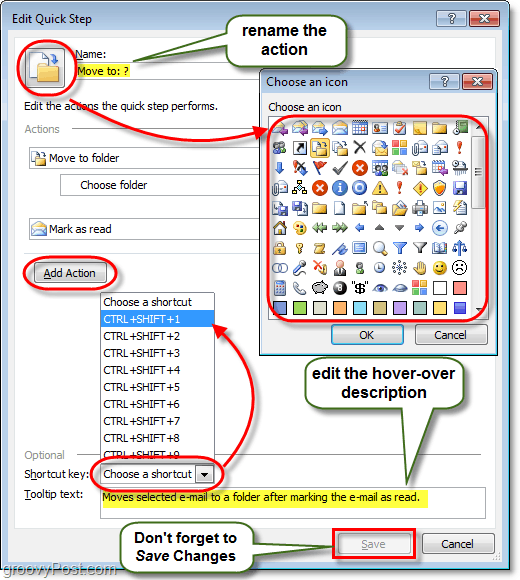 mai multe acțiuni rapide în Outlook 2010