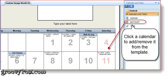 Tipărirea overlain calendare Outlook